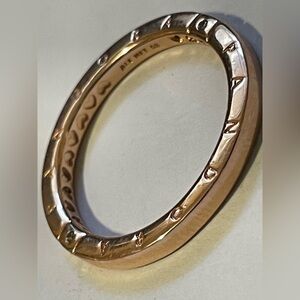 New 58/8.5 Authentic Pandora 14k Rose Gold-plated Metal Blend Logo & Hearts Ring